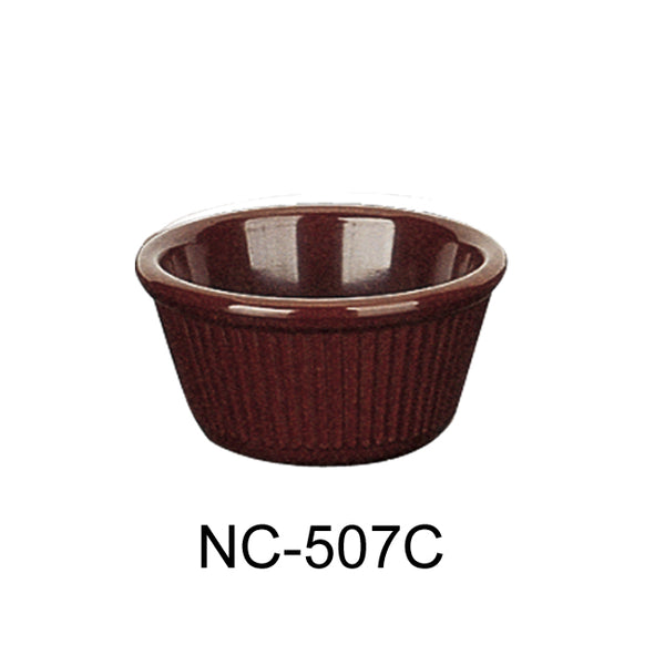 Yanco Accessories (Melamine) Melamine 2 1/2", 1.5 OZ FLUTED RAMEKIN CHOCOLATE