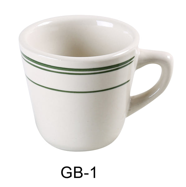 Yanco Green Band Chinaware 3 3/8" X 2 3/4"H TALL CUP 7 OZ