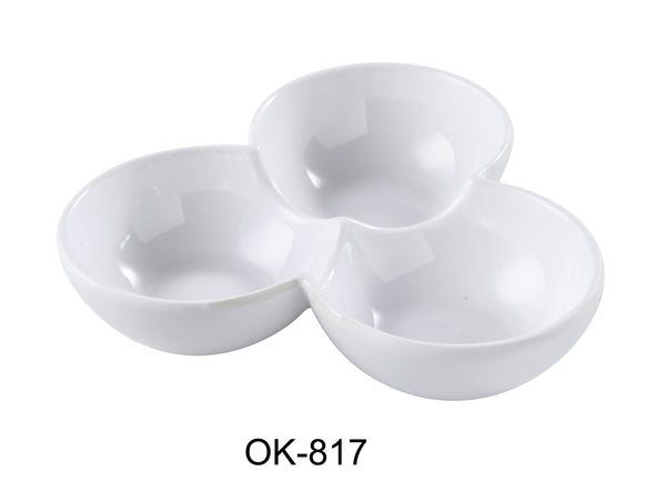 Yanco Osaka Melamine 7" X 6" X 1 1/2" THREE DIVIDED BOWL 2 OZ EACH