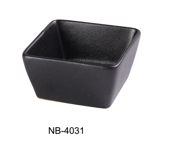 Yanco Noble Black Chinaware 3-1/8" X 3" X 1-3/4" SQUARE SAUCE DISH 3 OZ