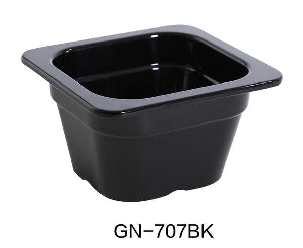 Yanco GN Pan Melamine 6.93" x 6.38" 3.94" / 176 X 162 X 100mm PAN, GN 1/6, 0.9L BLACK