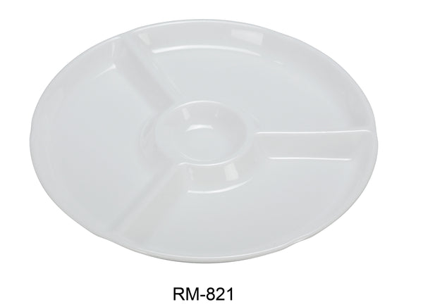 Yanco Rome Melamine 12 1/4" 4-COMPARTMENT PLATE, ROUND, 1" DEEP