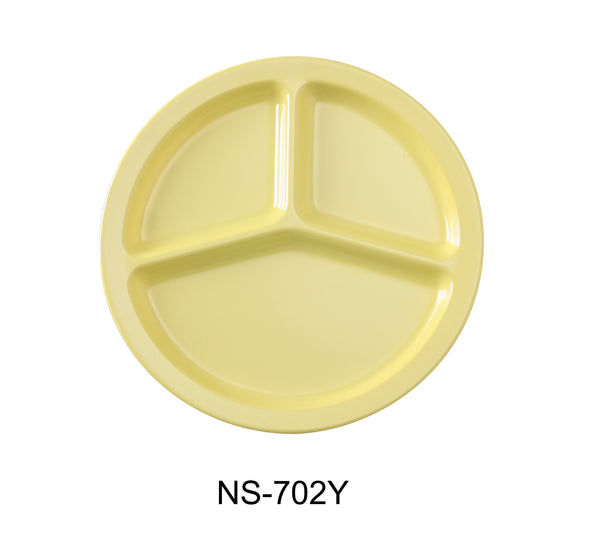 Yanco Nessico Melamine 10" 3-COMPARTMENT PLATE YELLOW