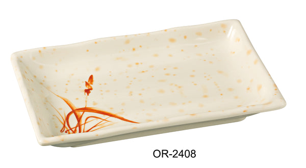 Yanco Orchis Melamine 8" x 5 1/2" RECTANGULAR PLATE GOLD ORCHIS