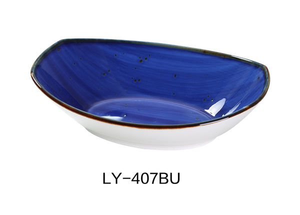 Yanco Lyon-Blue Chinaware 7" X 4 3/4" X 1 3/4" OVAL BOWL 10 OZ BLUE