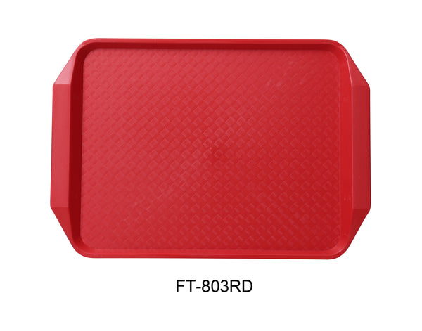 Yanco Serving Trays Plastic 17" X 12" FAST FOOD TRAY WITH HANDLE RED