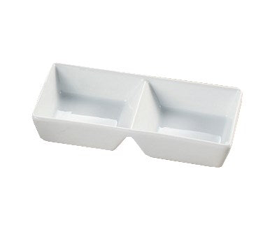 Yanco Main Land Chinaware 7 7/8" X 4" X 1 3/8" TWO DIVIDED TRAY 6 OZ EACH