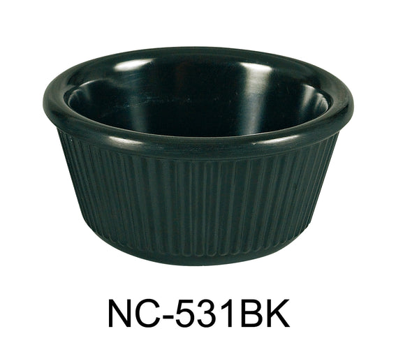 Yanco Accessories (Melamine) Melamine 3 1/4", 3 OZ FLUTED RAMEKIN BLACK