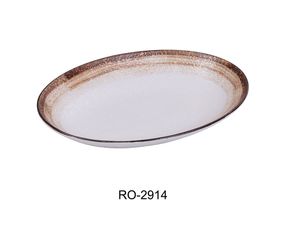 Yanco Rockeye-2 Chinaware 14" X 10 1/2" X 2" DEEP OVAL PLATE 36 OZ