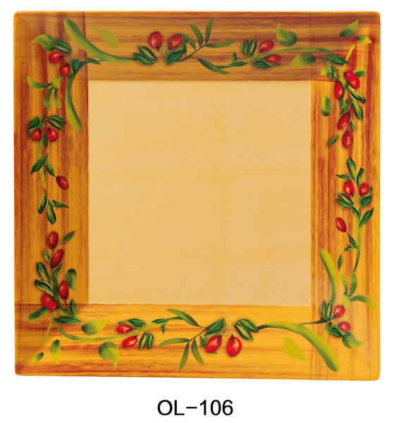 Yanco Olive Melamine 6" SQUARE PLATE