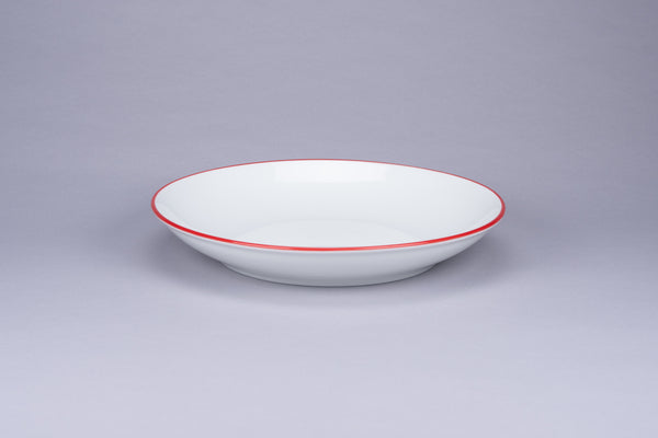 RIMZ DEEP COUPE PLATE/PASTA BOWL WITH RED RIM, 23.5 OZ