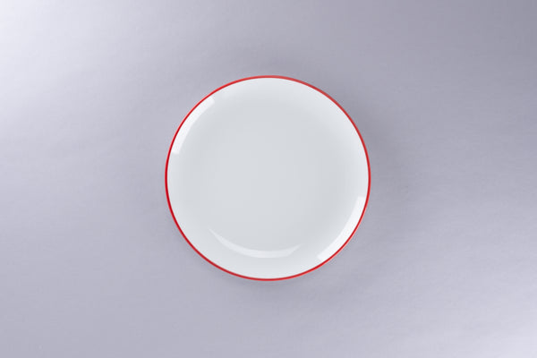 RIMZ FLAT COUPE PLATE WITH RED RIM, 7.1"D