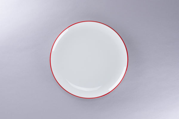 RIMZ FLAT COUPE PLATE WITH RED RIM, 8.2"D