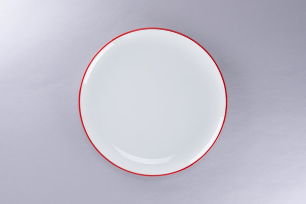 RIMZ FLAT COUPE PLATE WITH RED RIM, 9.45"D