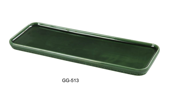 Yanco Green Gem Chinaware 13-1/2" X 4-3/4" X 3/4" RECTANGULAR PLATE