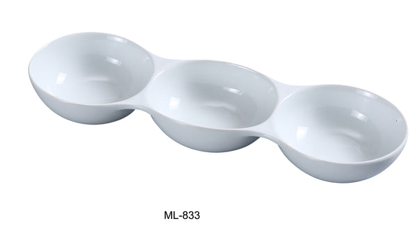 Yanco Main Land Chinaware 13" X 4" THREE DIVIDED BOWL 5 OZ EACH