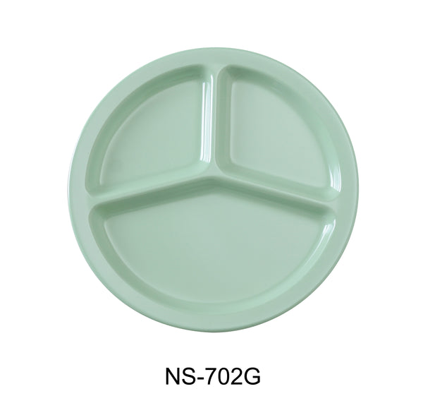 Yanco Nessico Melamine 10" 3-COMPARTMENT PLATE GREEN