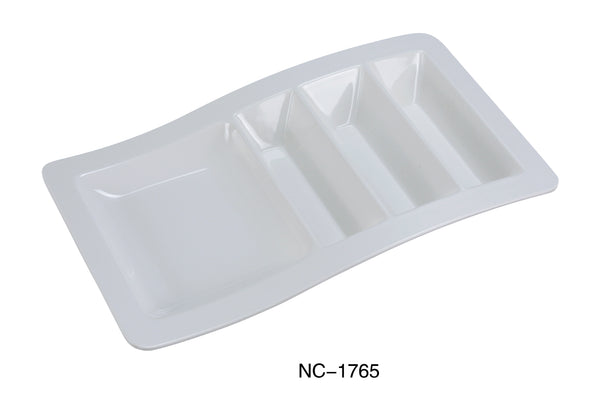 Yanco Compartment Collection Melamine 14 3/4" x 8 3/4" X 1 3/4" STACKABLE TACO PLATE WHITE