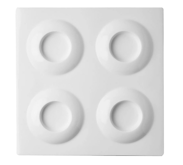 SQUARE TRAY - 4 COMPARTMENTS - CURRY, 11.8"L, 11.8"W, IVORIS