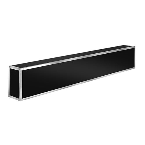 Hub Buffet Bar Counter, 66-5/8” x 11-1/4” x 11-7/8”H, removable, black laminate, stainless steel edge