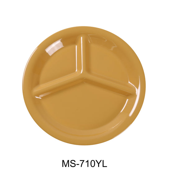 Yanco Milestone Melamine 10" 3-COMPARTMENT PLATE YELLOW