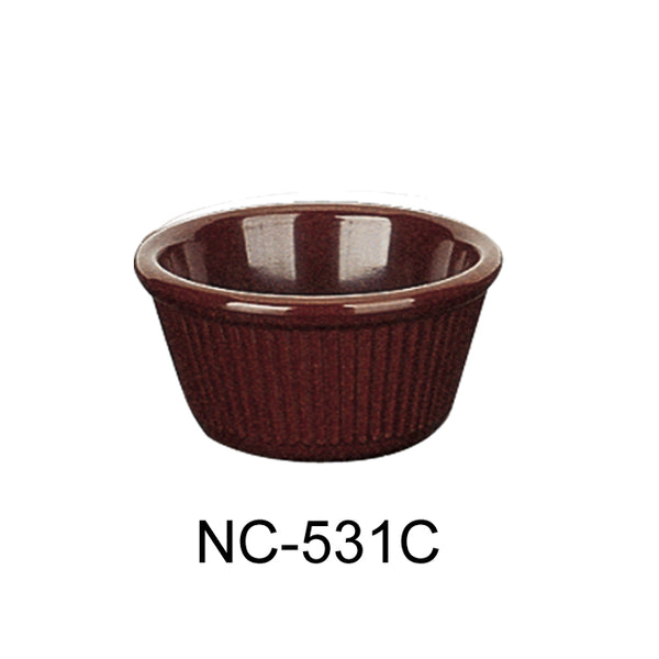 Yanco Accessories (Melamine) Melamine 3 1/4", 3 OZ FLUTED RAMEKIN CHOCOLATE