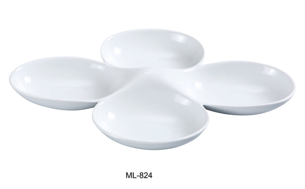 Yanco Main Land Chinaware 13 1/2" X 8 3/4" FOUR DIVIDED BOWL 5 OZ EACH