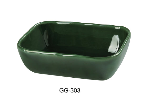 Yanco Green Gem Chinaware 3-3/4" X 2-1/2“ X 1” RECTANGULAR BOWL 2 OZ