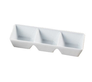 Yanco Main Land Chinaware 7" X 2 1/2" X 1 1/4" THREE DIVIDED TRAY 1.5 OZ EACH