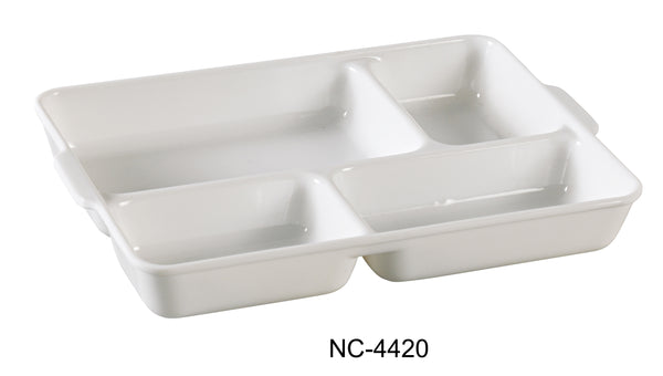 Yanco Compartment Collection Melamine 9 1/2" X 7" X 1 1/4" 4-DIVIDED DEEP COMPARTMENT