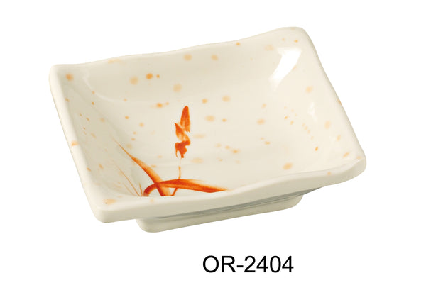 Yanco Orchis Melamine 4" SQUARE SAUCE DISH GOLD ORCHIS 3.5 OZ