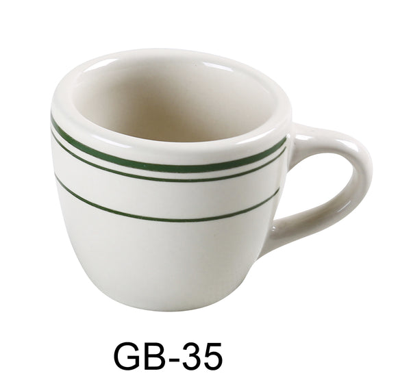 Yanco Green Band Chinaware 2 1/2" CUP 3.5 OZ