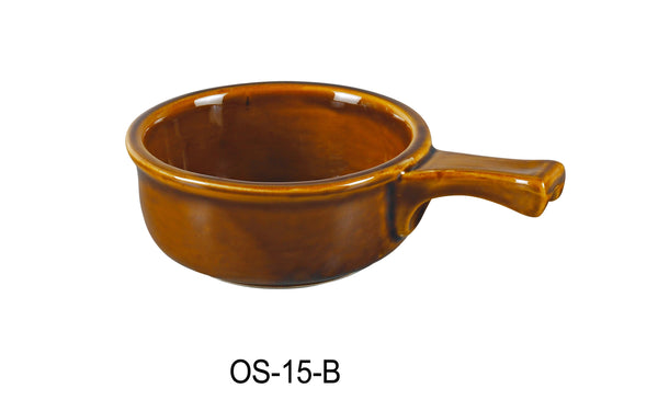 Yanco Accessories Chinaware 5 1/4"X2 1/4" ONION SOUP CROCK WITH HANDLE BROWN 15 OZ