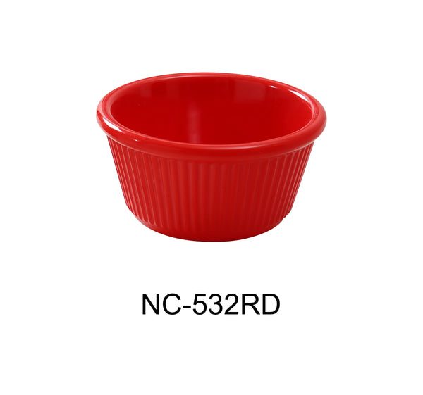 Yanco Accessories (Melamine) Melamine 3 3/8" x 1 3/4"H, 5 OZ FLUTED RAMEKIN RED