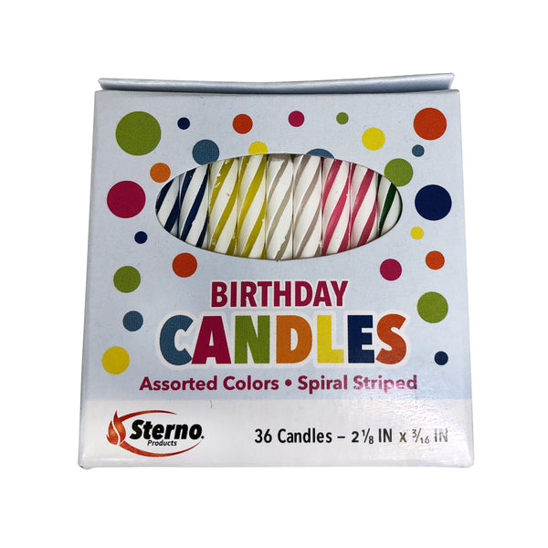 Birthday Candles Spiral Stripe assorted colors (12/36/box; 12BX/cs)_0