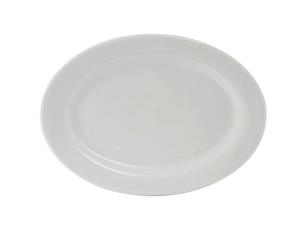 Tuxton Oval Platter Platter 11 ¾" x 8 ½" Alaska Porcelain White Rolled Edge_0