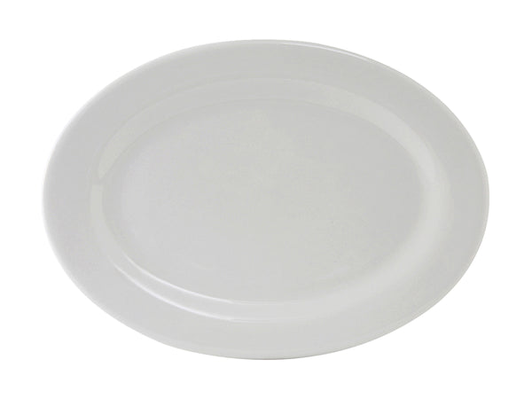 Tuxton Oval Platter Platter 13 ¾" x 10" Alaska Porcelain White Rolled Edge_0
