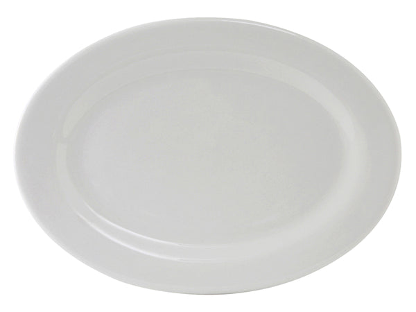 Tuxton Oval Platter Platter 18" x 13" Alaska Porcelain White Rolled Edge_0