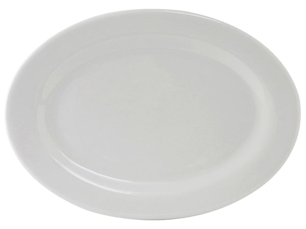 Tuxton Oval Platter Platter 20" x 13 ¾" Alaska Porcelain White Rolled Edge_0