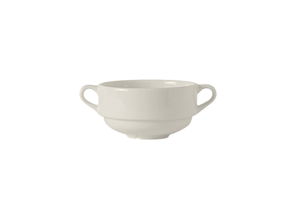 Tuxton Stackable Soup Cup w/Handles 5 ⅞"  x 4 ⅛" x 2 ⅜" Modena Pearl White