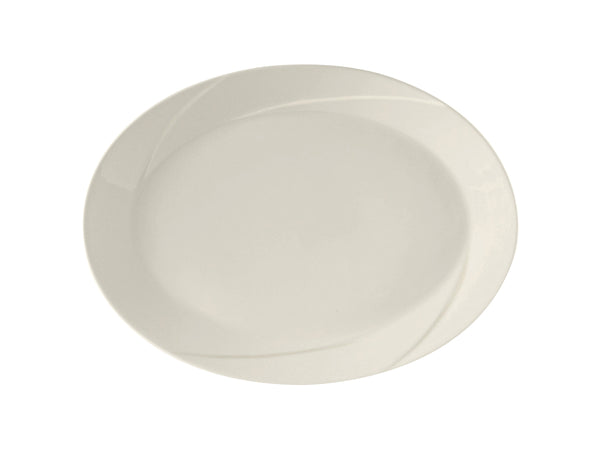 Tuxton Oval Platter 11 ⅛" x 8 ⅝" San Marino Pearl White Embossed