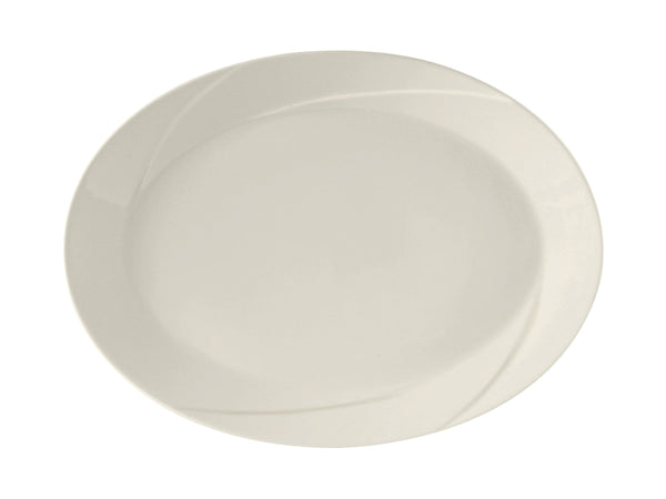 Tuxton Oval Platter Platter 13" x 10 ⅛" San Marino Pearl White Embossed_0