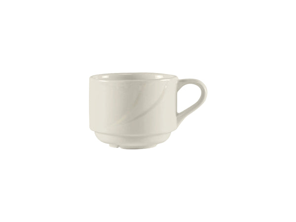 Tuxton Stackable Soup Cup 4 ¼" x 3 ¼" x 2 ½" San Marino Pearl White Embossed_0