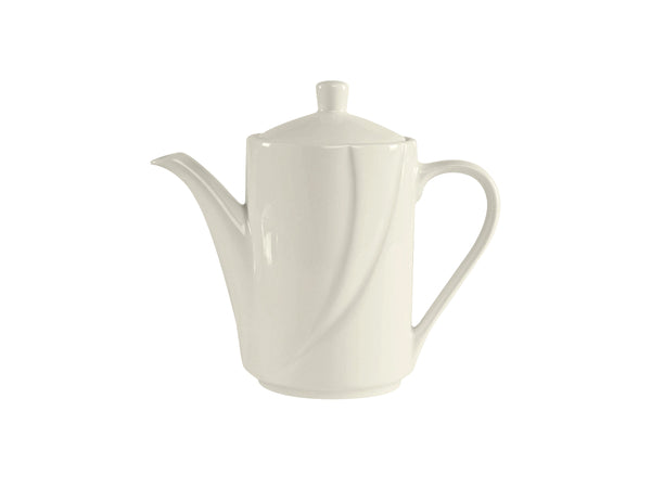 Tuxton Coffee/Tea Pot with Lid 11 oz San Marino Pearl White Embossed