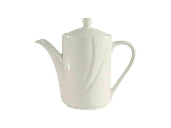 Tuxton Coffee/Tea Pot with Lid 21 oz San Marino Pearl White Embossed