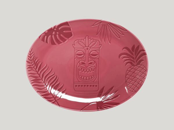 OVAL PLATTER, 14.15"L, 10.65"W, PINK