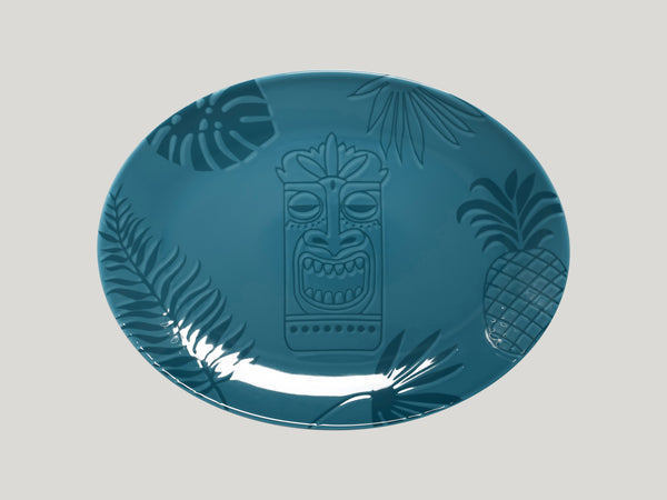 OVAL PLATTER, 14.15"L, 10.65"W, TURQUOISE