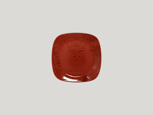 SQUARE FLAT PLATE, 6.7"L, 6.7"W, RED_0