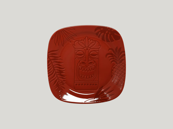 SQUARE FLAT PLATE, 9.45"L, 9.45"W, RED_0