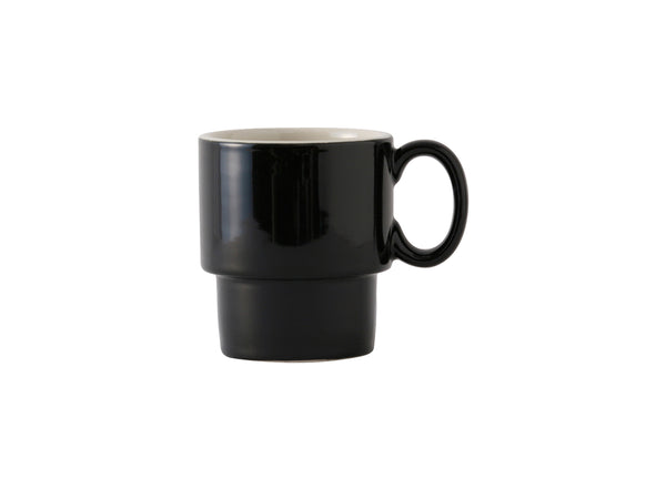 Tuxton Stackable Mug Mug 4 ½" x 3 ¼" x 3 ¾" Mugs Black/Eggshell_0